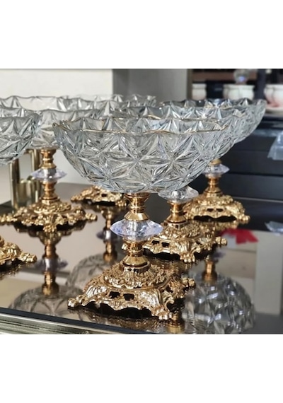 Assa Bazaar Paşabahçe Estrella Ayaklı Kase 6 Lı Set Cam Sunumluk, Tatlı, Dondurmalık & Çerezlik Beyaz