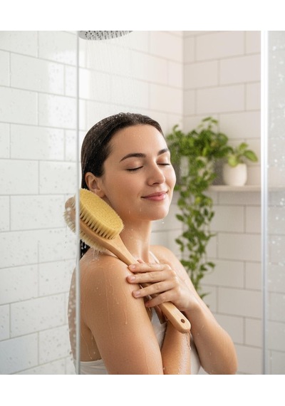 Efsoon Organics Islak ve Kuru Kullanım Kabak Lifi Sert Kıllı Sırt Fırçası Oval
