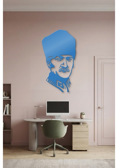 Atatürk Metal Duvar Tablosu - Duvar Sanatı - Duvar Dekoru - Mavi