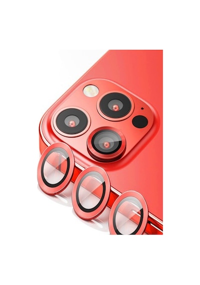 Apple Uyumlu iPhone 13 Pro / 13 Pro Max Alüminyum Seri Kamera Lens Koruyucu Kırmızı Kırmızı