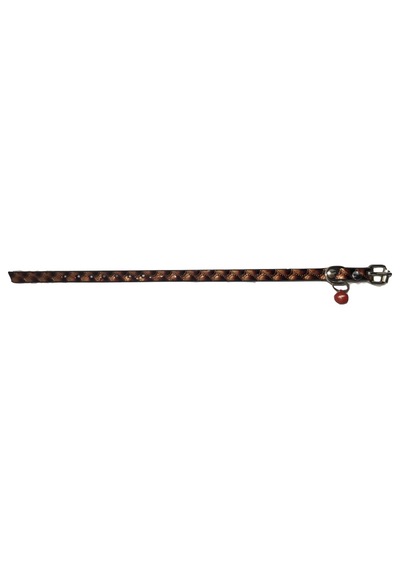 Kahverengi Kendinden Desenli Derili 1 CM Metal Kilit Tokalı Zilli