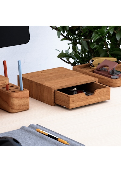 Desna Tek Katlı Tek Çekmeceli Dolap - Kiraz 18 Cm Uzunluk X 19 Cm Derinlik X 5.8 Cm Woodsaka Doğal Ahşap