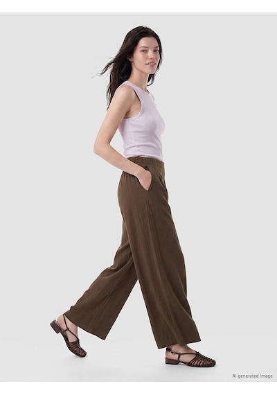 Lcw Comfort Kahverengi Beli Lastikli Kadın Pileli Pantolon