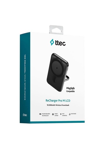 Recharger Pro M Lcd 10.000mah Magsafe Uyumlu Pd 20w Stantlı Kablosuz Taşınabilir Hızlı Şarj Aleti/powerbank 2bb222 Siyah
