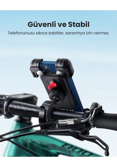 Ugreen Motosiklet Ve Bisikletler İçin 360 Gidon Telefon Tutucu, Siyah, 60548