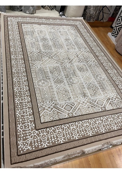 Bertuğ Halı Ada Serisi 013 Salon Oturma Odası Halısı 6m2 200x290 Vizon - Beyaz