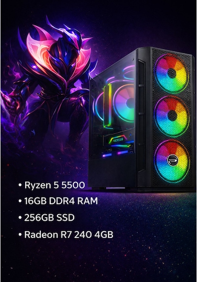 Apphirex Eco EX57 R5-5500 16 GB 256 GB SSD 4 GB R7240  W11P Masaüstü Oyuncu Bilgisayarı