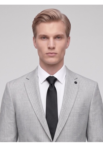 Tk6890 Erkek Çizgili Takım Elbise Slim Fit Modern Kesim Şık Klasik Ceket Pantolon Takım Gri