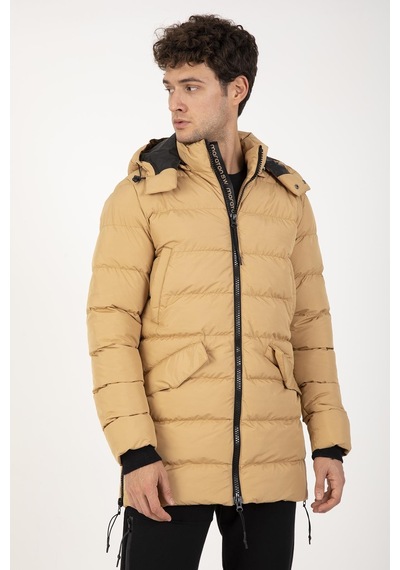 Maraton Sportswear Regular Erkek Kapşonlu Uzun Kol Basic Camel Mont 21262-camel Camel