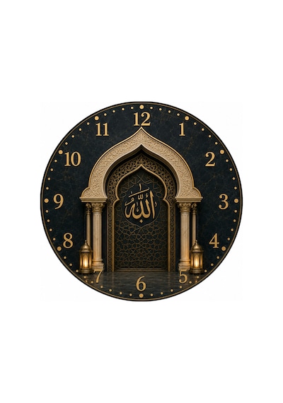 AA Shop Dini Desenli Duvar Saati Modelleri İslami Motifli Dekoratif Baskılı Ahşap Sessiz Duvar Saati 849 Çoklu Renkli