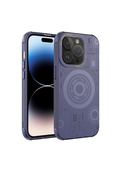 Apple Uyumlu iPhone 14 Pro Max Kılıf Zore Wireless Şarj Özellikli Desenli Hot Kapak Derin Mor
