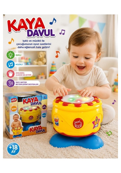 Davul Işıklı Müzikli Dönen Eğitici Bebek Oyuncağı +18 Ay