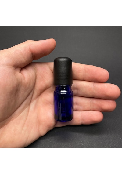 5 Ml Mavi Cam Roll-on Şişe , Siyah Bilyeli Kapaklı , Cam Esans Şişesi X 3 Adet