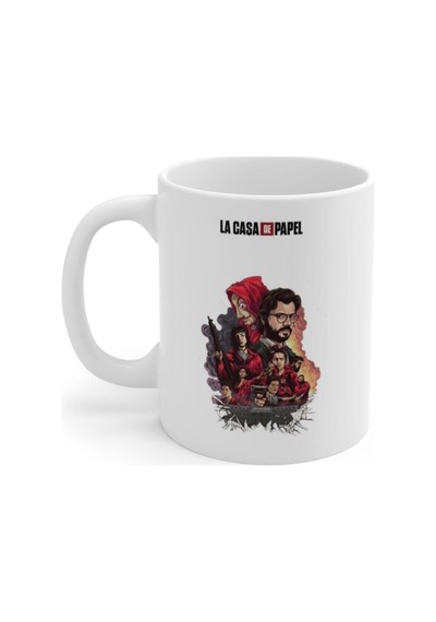 La Casa De Papel Tv Series Art Baskılı Kupa Bardak Beyaz