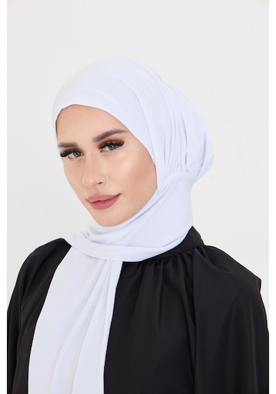 Hürrem Bone Beyaz Pratik Hazır Geçmeli Tesettür Bone Sandy Boyunluklu Çıtçıtlı 2505 42 Beyaz