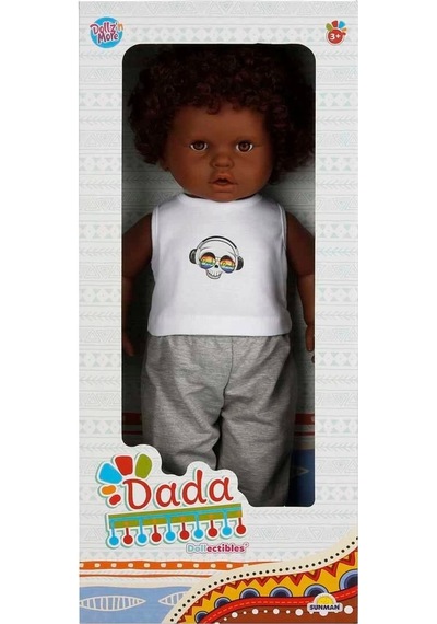 Dada Kıvırcık Saçlı Bebek 60 Cm - Gri Eşofmanlı Dada
