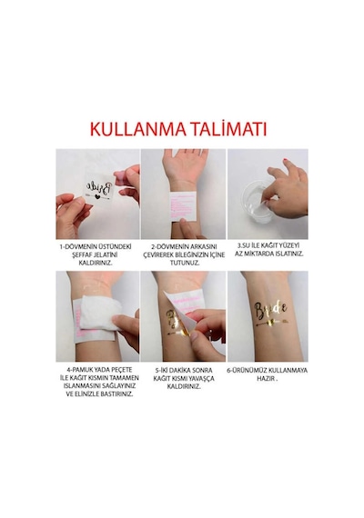 Bride To Be 1 Bride 10 Team Bride Gold Renkli Geçici Dövme Model 2