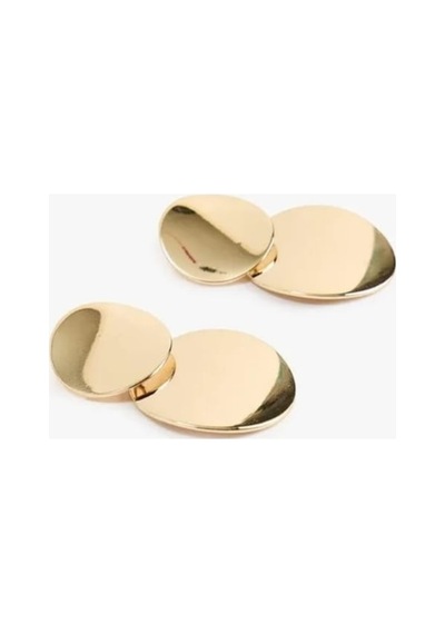 Lunarie 18k Altın Kaplama Çift Daire Disk Sallantılı Küpe