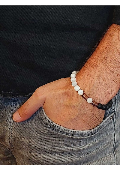 Aytaşı & Oniks Taşı 8mm Unisex Tasarım Bileklik Hawaii Model 933 Çok Renkli