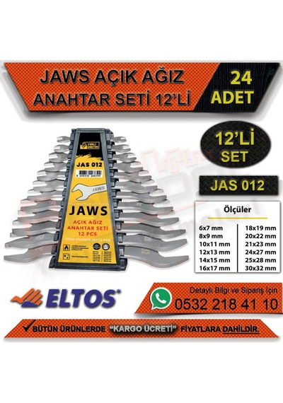 Eltos Jaws Açık Ağız Anahtar Seti 12'li