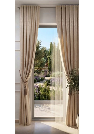 Nivemeshome Lina V-101 Krem 1/3 Pileli Fon Perde