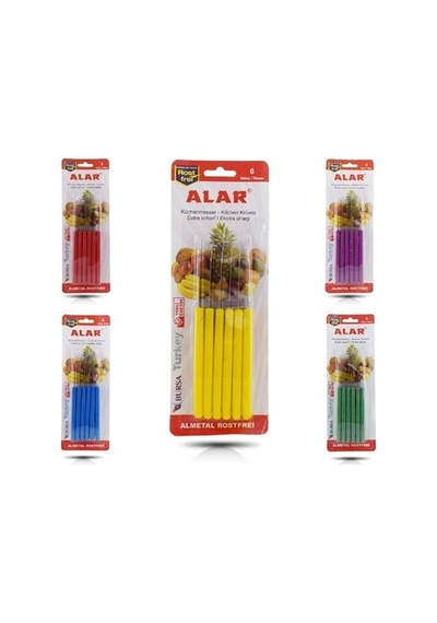 Alar 6 Lı Meyve Bıçağı 1 Adet 6 Lı Çok Renkli