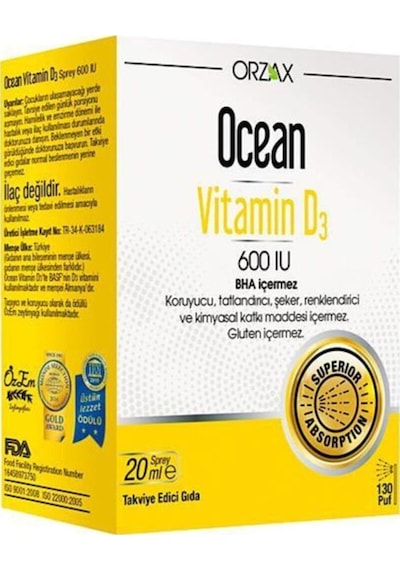 Ocean Vitamin D3 600 Iu Oral Sprey 20 Ml