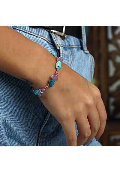 Azuris 925 Ayar Gümüş Firuze Ve Ametist Bileklik