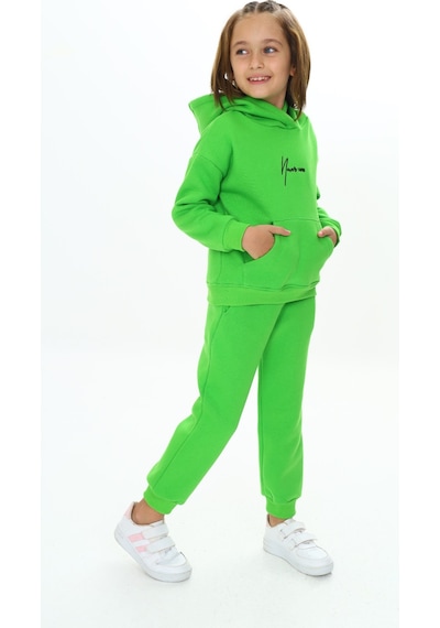 Toontoy Kids Toontoy Kız Çocuk Kapüşonlu Eşofman Takım Fıstık Yeşili
