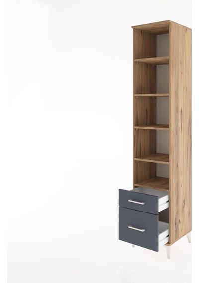 Hyperion Dolap 5 Raflı 2 Çekmeceli 44x44x221 Çam-antrasit Atlas Çam
