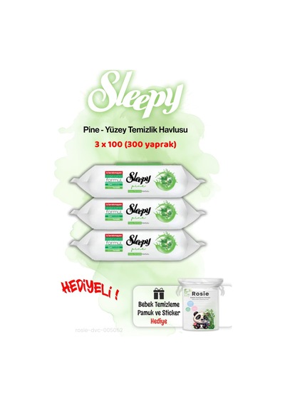 Sleepy 3 Paket Pine Çam Ferahlığı Islak Havlusu Ve Rosıe Tekli