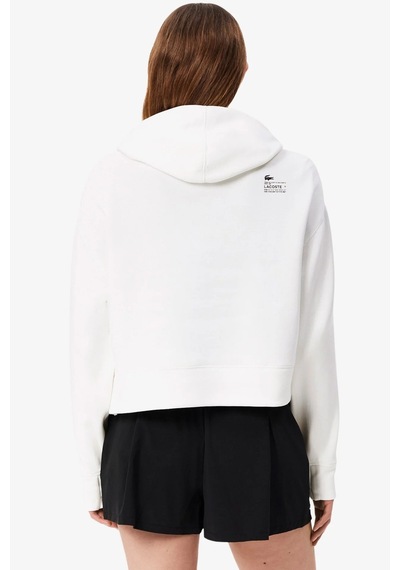 Lacoste Womens Relaxed Fit Sweatshirt Rahat Kesim Kapüşonlu Kadın Sweatshirt Beyaz