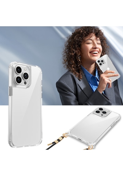 Zore İphone 14 Pro Max Kılıf Airbagli Takılabilir Askı Aparatlı Ogaa Snap Silikon Kapak - Şeffaf