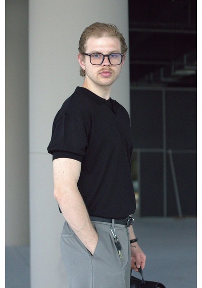 Erkek Oversize Polo Yaka Triko T-shirt 001