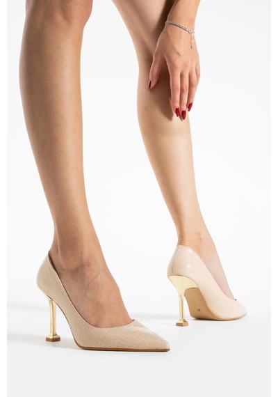 Kadın Topuklu Stiletto Ayakkabı Bej