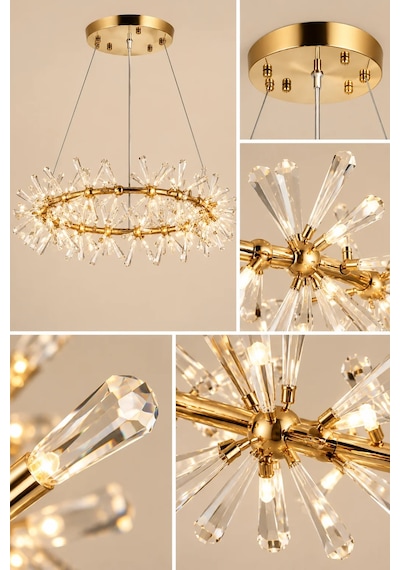 Modern Premium Gold Sarkıt Avize Dekoratif Halka Tasarım Lüks Salon Avize 28xg4