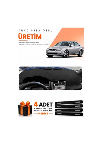 Ford Mondeo 3 2000-2007 Uyumlu Torpido Koruma Örtüsü Oto Kılıfı - Siyah