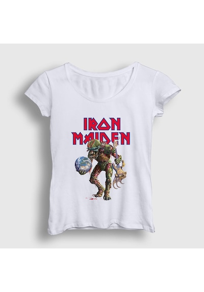 Presmono Kadın World Iron Maiden T-shirt Beyaz