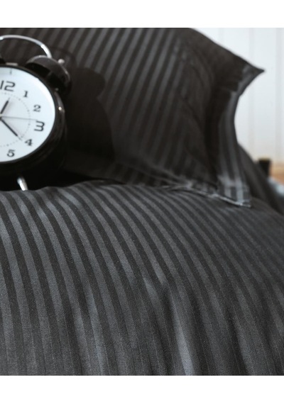 Cotton Box Stripe Saten Çift Kişilik Nevresim Takımı - Siyah