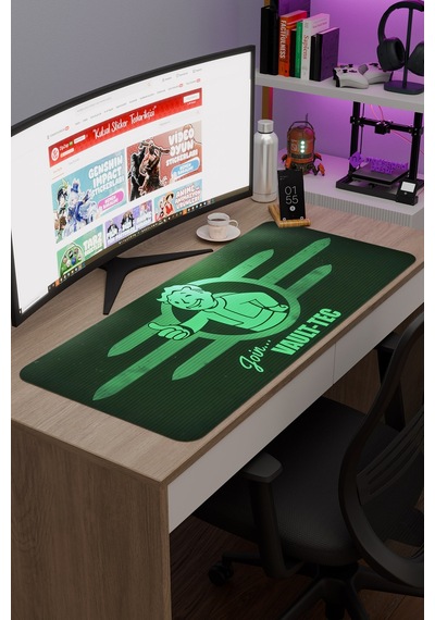 Fallout Kaymaz Dikişli Kauçuk Oyuncu Mousepad V5 - 90x40 Xxl Gaming Mouse Pad Fare Altlığı