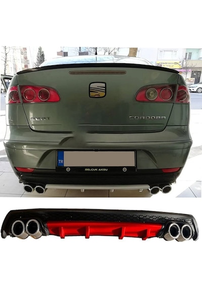 Seat Cordoba Kırmızı Difüzör Çiftli Yuvarlak Egzoz Görünümlü D Tip Difizör