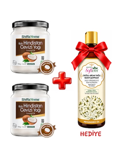 2 Adet Hindistan Cevizi Yağı 170ml Argan Yağlı Saç Bakım Şampuanı 400ml Hediye 700 ML