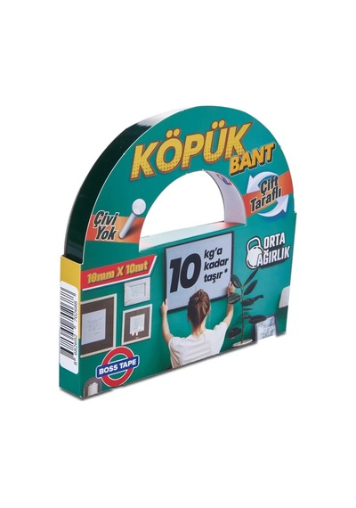 Boss Tape 2688 Çift Taraflı Köpük Bant 18mmx10m Orta Ağırlık 10kg