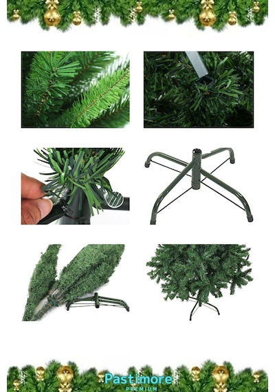 Süsleme Seti Yılbaşı Çam Ağacı Renkli Işığı Ve Yeni Yıl Süsleri Noel Paketi 180 Cm 330 Dal