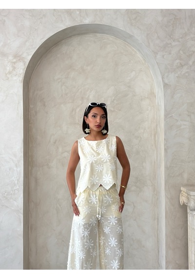 Verymoda Nakışlı Kolsuz Bluz D2872 Sari