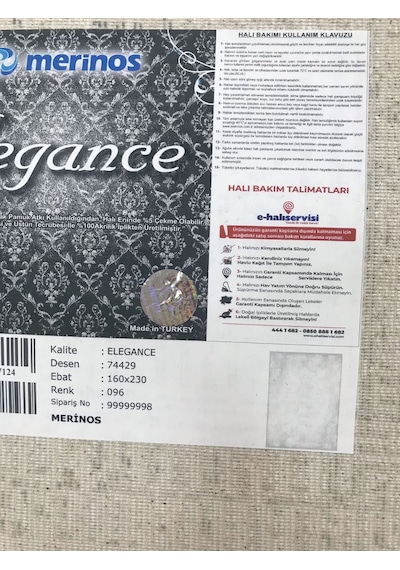 Merinos Halı Elegance 74429 096 Serisi Akrilik Salon Oturma Yatak Odası Halısı Gri - Krem