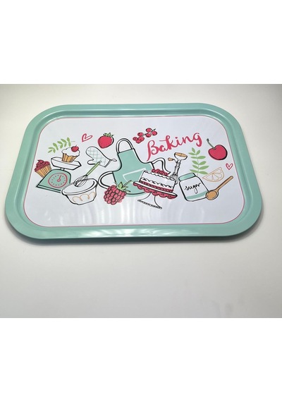 2'li Metal Tepsi Seti Baking Desenli Sku: Smg8690010561923 Açık Mavi