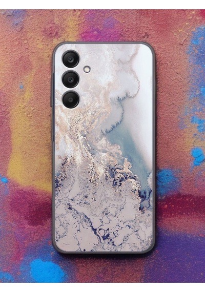 Samsung Uyumlu A15 Lila Mermer Tasarımlı Şeffaf Telefon Kılıfı Çok Renkli