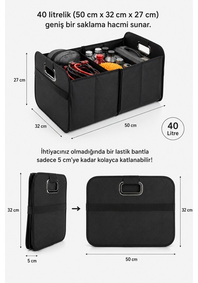 Katlanabilir Oto Bagaj Toparlayıcı Organizer Katlanabilir Bagaj Saklama Kutusu Doğal