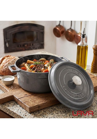 Lava Metal Premium Serisi - Döküm Yuvarlak Tencere, 28 Cm, Majolik Gri Genel